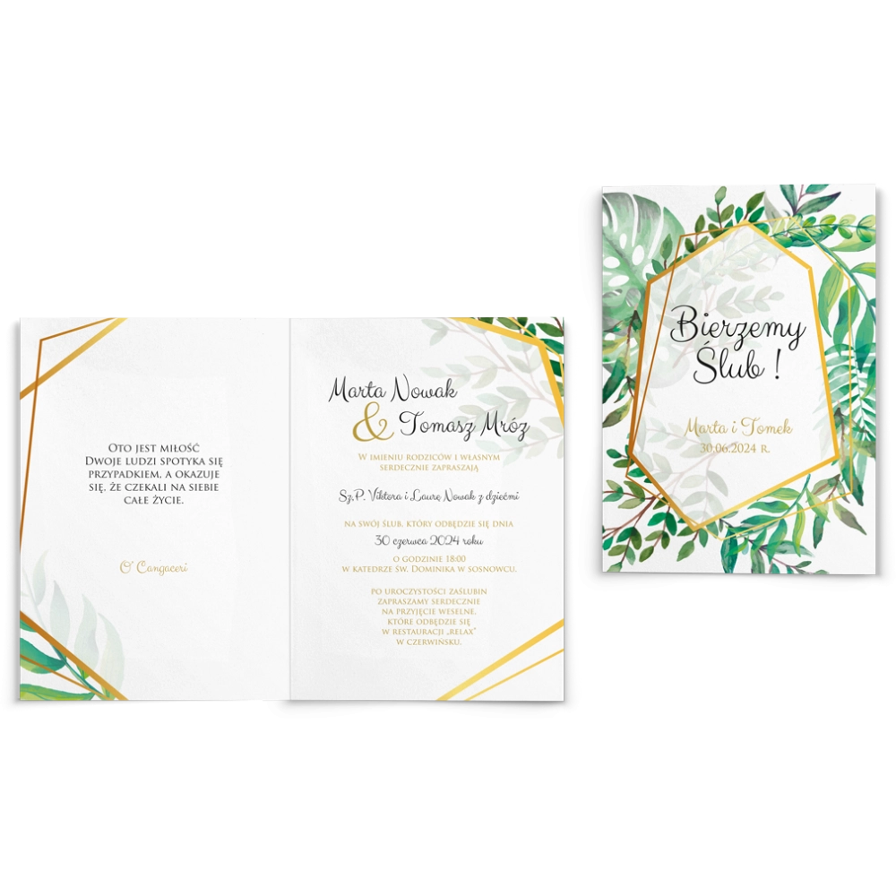 Zaproszenia ślubne Flowers & Frame - Składane Motyw 2