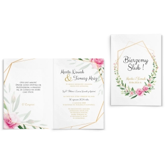 Zaproszenia ślubne Flowers & Frame - Składane Motyw 4