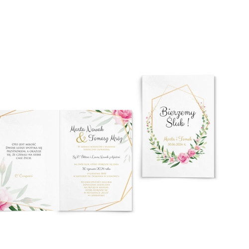 Zaproszenia ślubne Flowers & Frame - Składane Motyw 4
