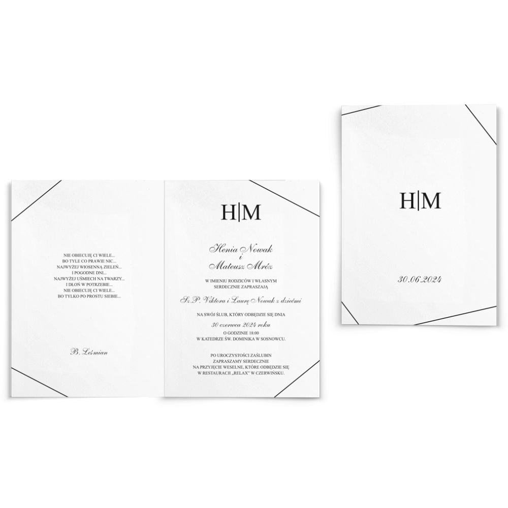 Zaproszenia ślubne Elegance - Składane Motyw 1