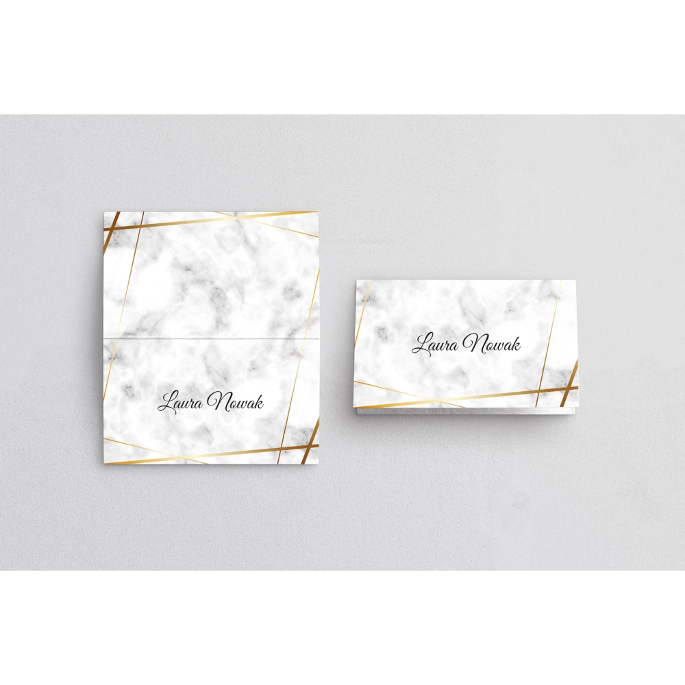 Winietki ślubne składane Marmur & Złoto - Motyw 2