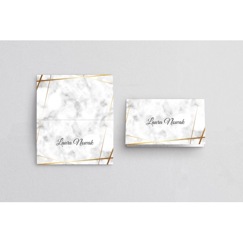 Winietki ślubne składane Marmur & Złoto - Motyw 2