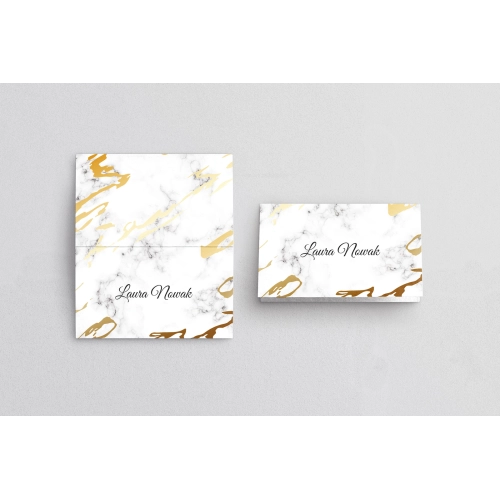 Winietki ślubne składane Marmur & Złoto - Motyw 3