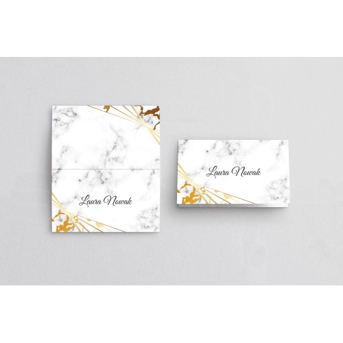 Winietki ślubne składane Marmur & Złoto - Motyw 4