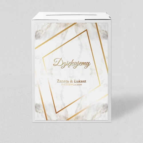 Pudełko na koperty i pieniądze Marmur & Złoto Motyw 1