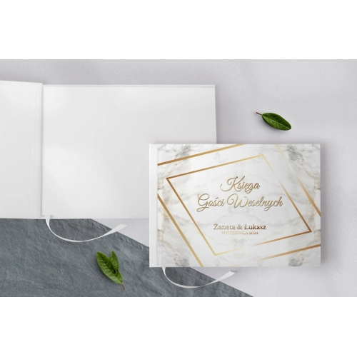 Księga Gości Weselnych Marmur & Złoto Motyw 1