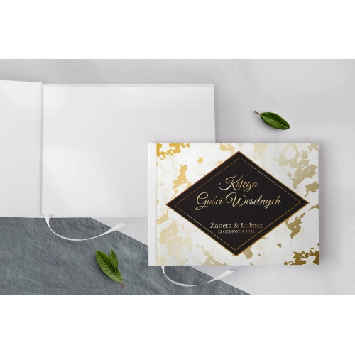 Księga Gości Weselnych Marmur & Złoto Motyw 5