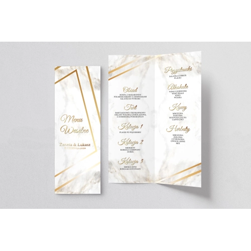 Menu Weselne Marmur & Złoto - Motyw 1