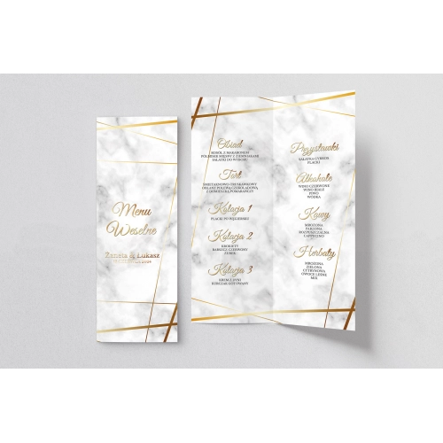 Menu Weselne Marmur & Złoto - Motyw 2