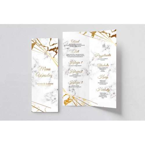 Menu Weselne Marmur & Złoto - Motyw 4