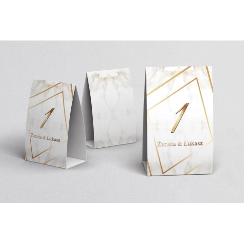 Numerki na stół Marmur & Złoto Motyw 1