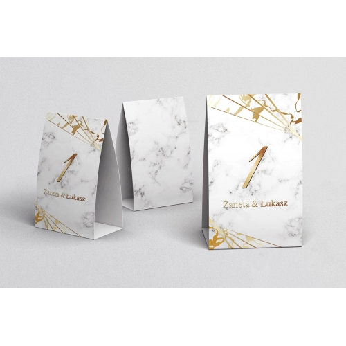 Numerki na stół Marmur & Złoto Motyw 4