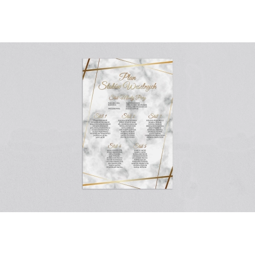 Plan stołów weselnych Marmur & Złoto - Motyw 2