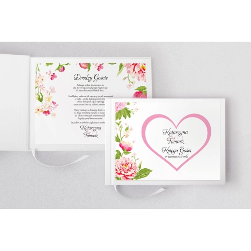 Księga Gości Weselnych Serca Kwiat Motyw 1
