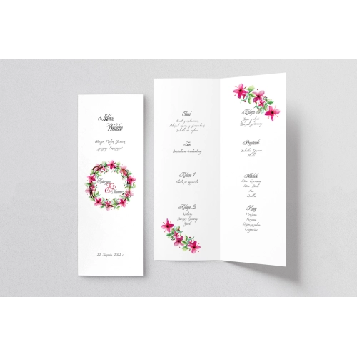 Menu Weselne Akwarelowe Wianki - Motyw 2