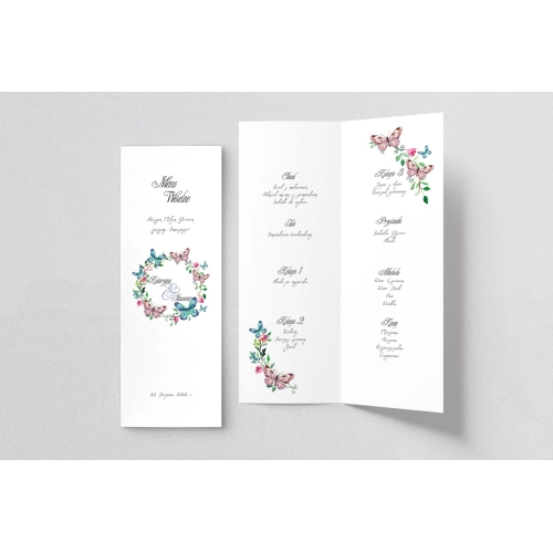 Menu Weselne Akwarelowe Wianki - Motyw 3