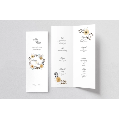Menu Weselne Akwarelowe Wianki - Motyw 4