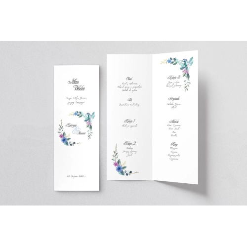 Menu Weselne Akwarelowe Wianki - Motyw 8