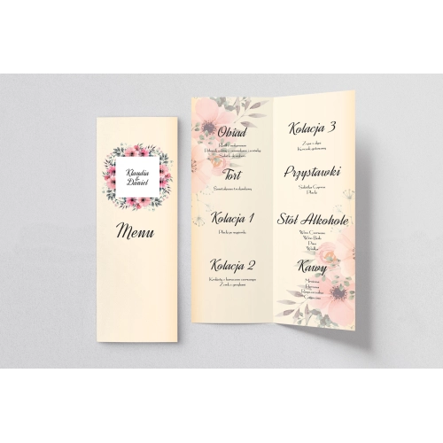 Menu Weselne love Motyw 2