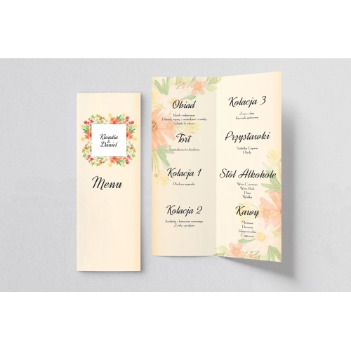 Menu Weselne love Motyw 4