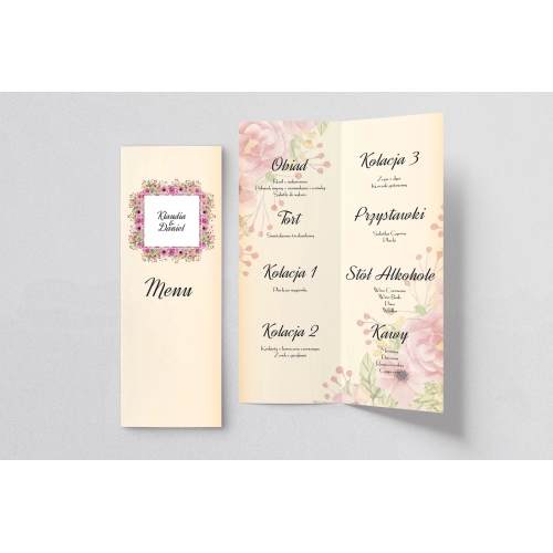 Menu Weselne love Motyw 5