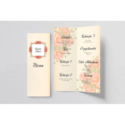 Menu Weselne love Motyw 6