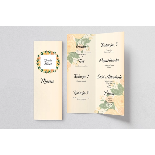 Menu Weselne love Motyw 8