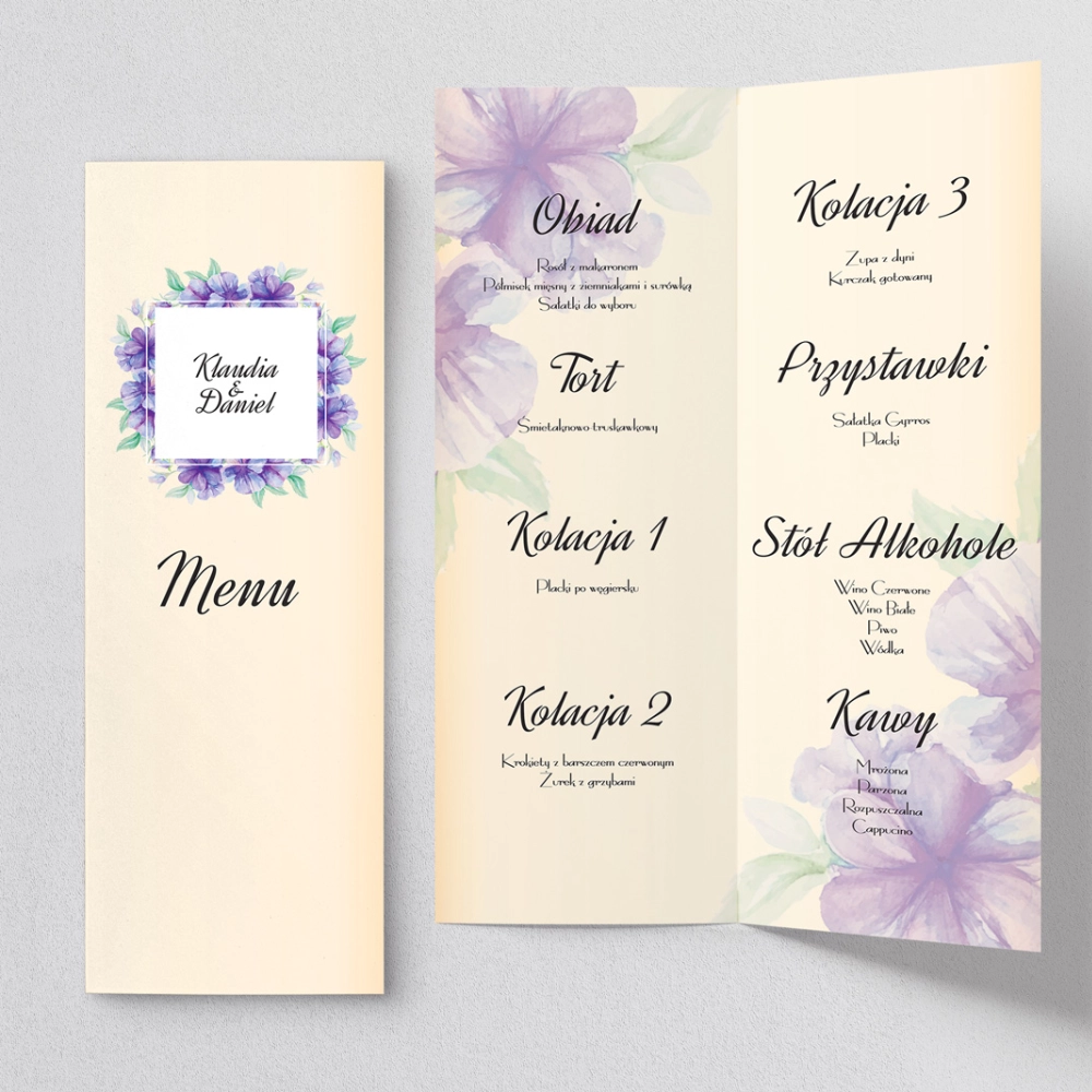 Menu Weselne love Motyw 13