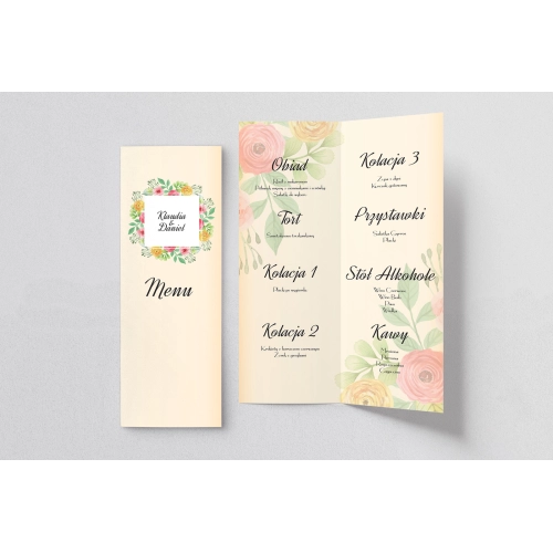 Menu Weselne love Motyw 15