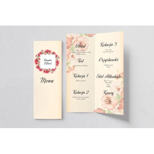 Menu Weselne love Motyw 16