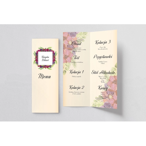 Menu Weselne love Motyw 18