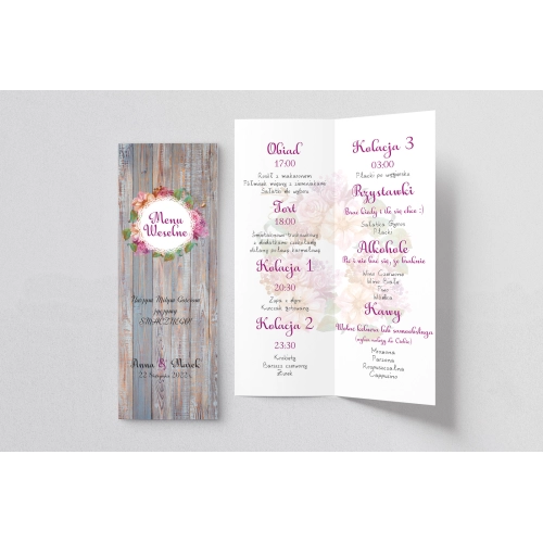 Menu Weselne Rustical Motyw 1