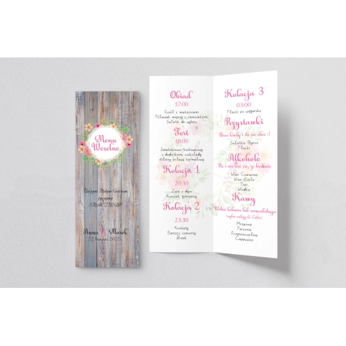 Menu Weselne Rustical Motyw 2