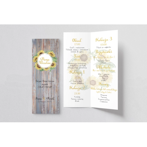Menu Weselne Rustical Motyw 4