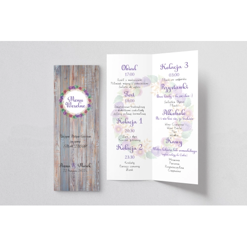 Menu Weselne Rustical Motyw 5