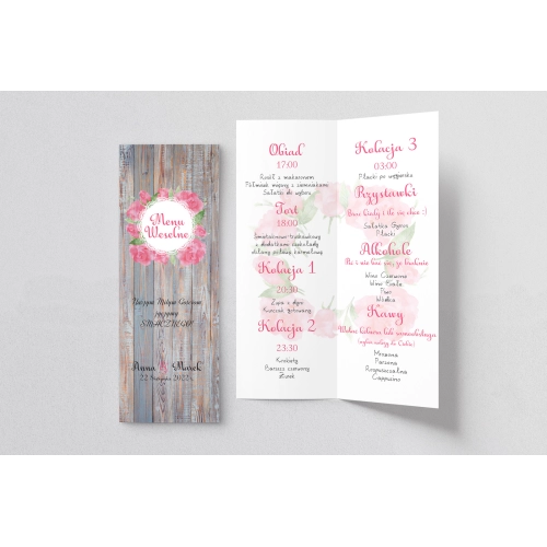 Menu Weselne Rustical Motyw 7