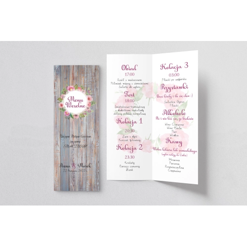 Menu Weselne Rustical Motyw 8