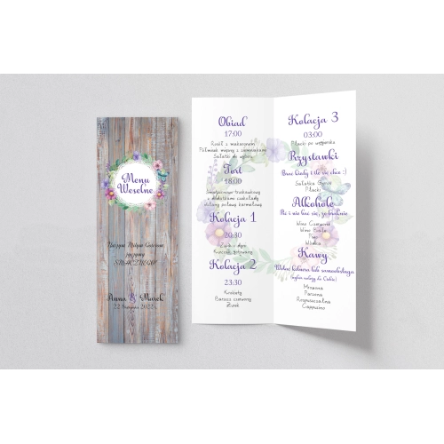 Menu Weselne Rustical Motyw 9