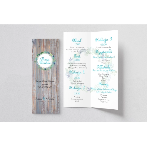 Menu Weselne Rustical Motyw 12
