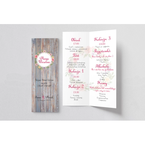 Menu Weselne Rustical Motyw 14