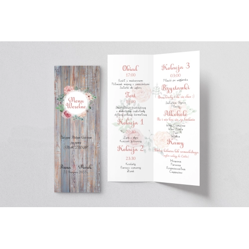 Menu Weselne Rustical Motyw 15