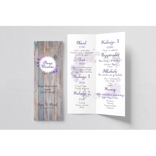 Menu Weselne Rustical Motyw 16