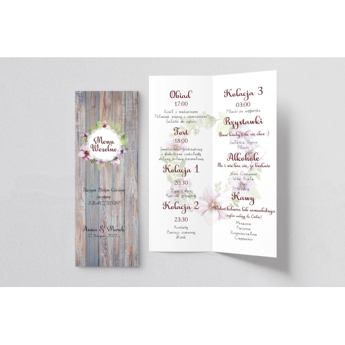 Menu Weselne Rustical Motyw 17