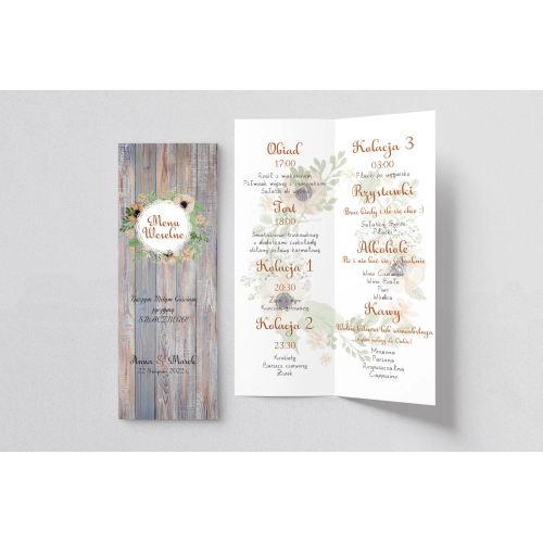 Menu Weselne Rustical Motyw 18
