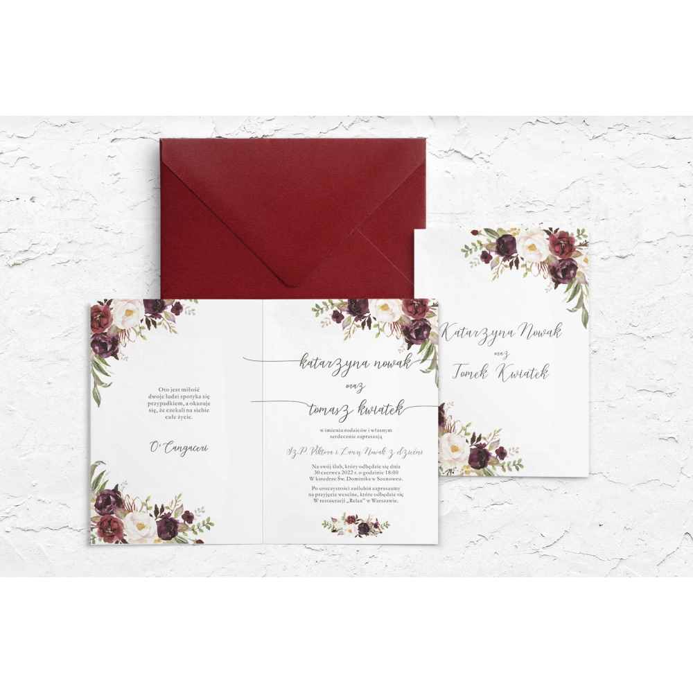 Zaproszenia ślubne PasteLove- Składane Motyw 3