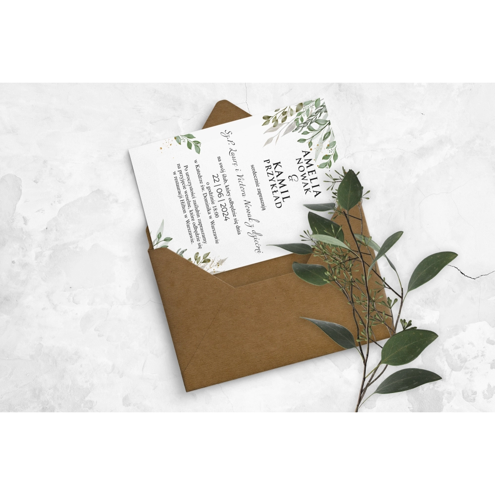 Zaproszenia ślubne Leaves - Motyw 3