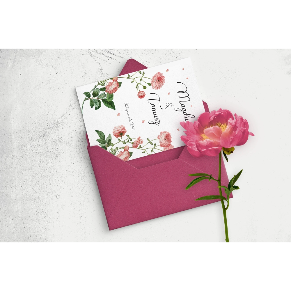 Zaproszenia ślubne Biały Czas - Składane Motyw 5