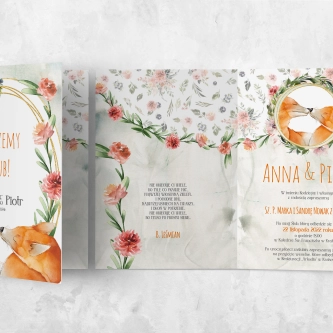 Zaproszenia ślubne Animals - Składane Motyw 1