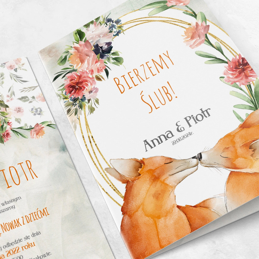 Zaproszenia ślubne Animals - Składane Motyw 1