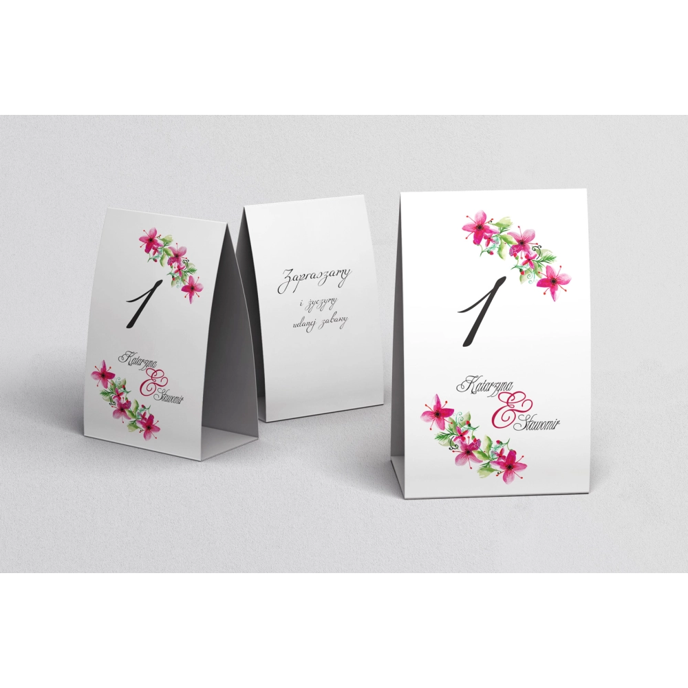 Numerki na stół Akwarelowe Wianki Motyw 2